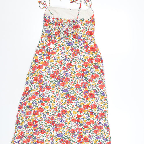 Urban Revivo Womens Multicoloured Floral Viscose A-Line Size 6 Square Neck Zip