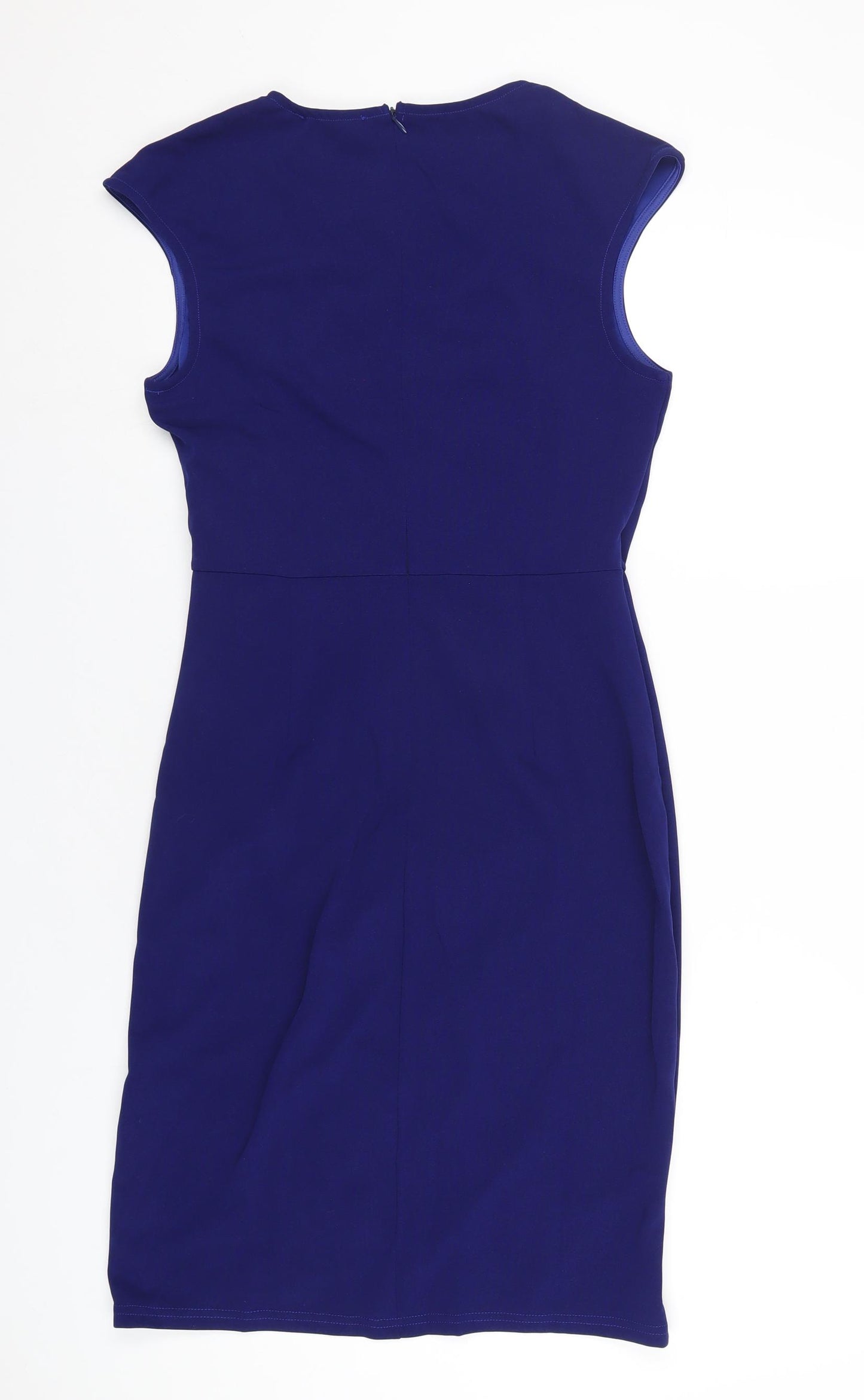 Jasambac Womens Blue Polyester Bodycon Size 12 Round Neck Zip