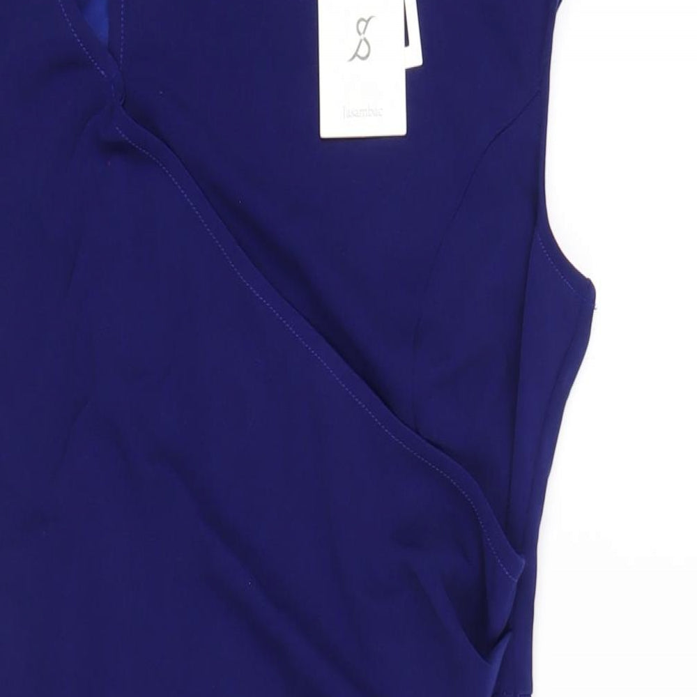 Jasambac Womens Blue Polyester Bodycon Size 12 Round Neck Zip
