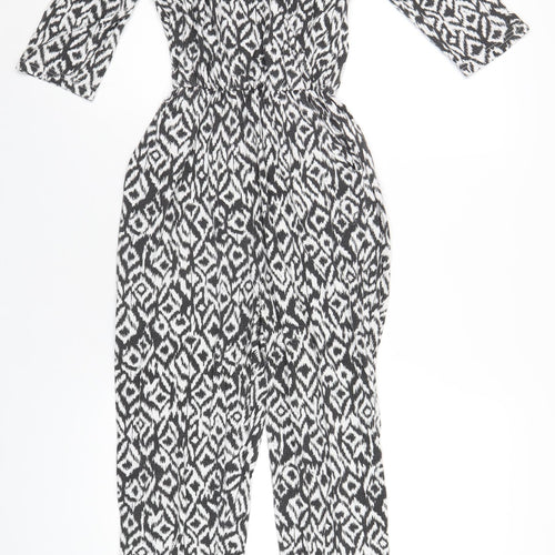 Bik Bok Womens Black Geometric Polyester Jumpsuit One-Piece Size S L30 in Pullover