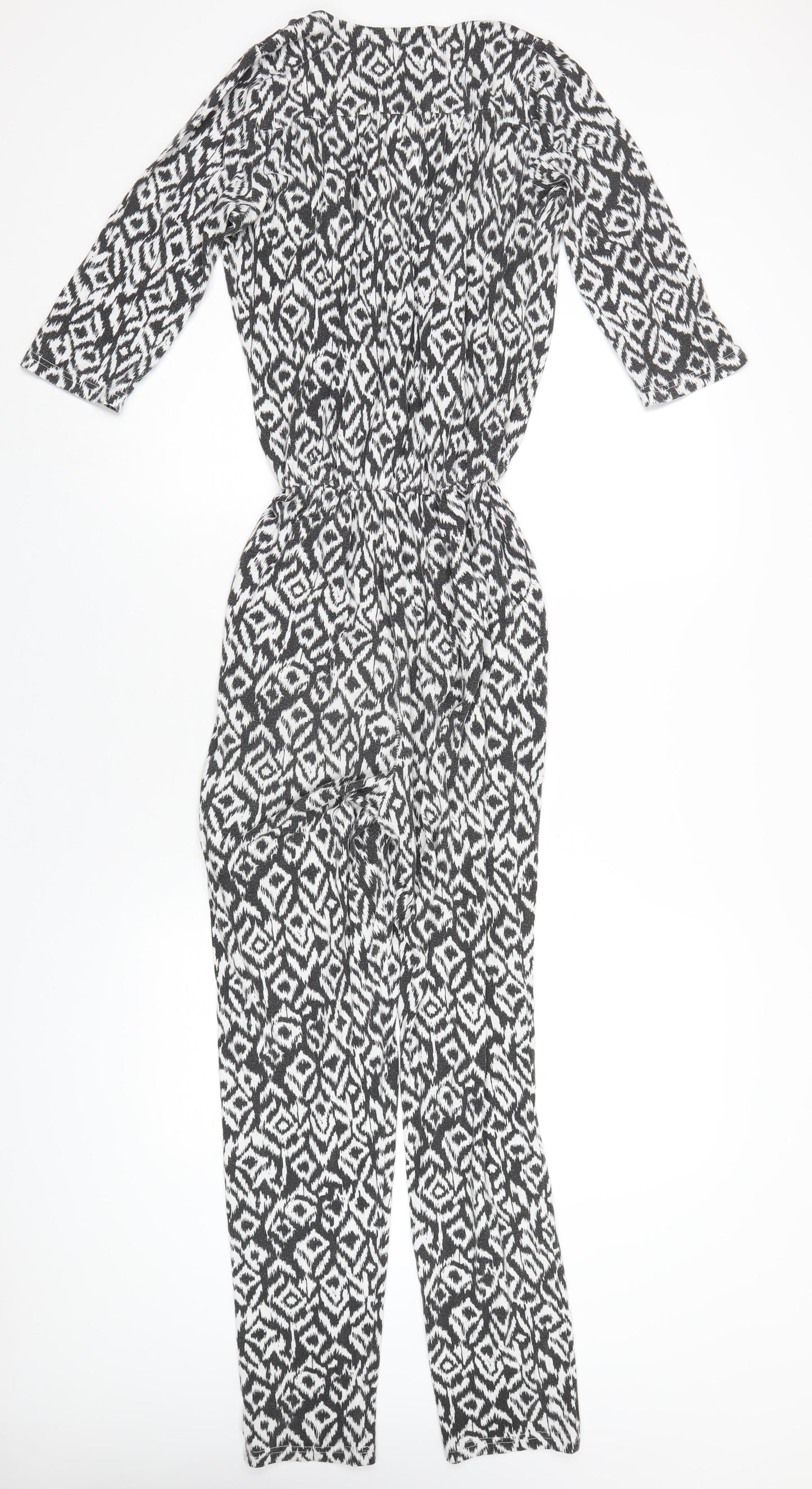 Bik Bok Womens Black Geometric Polyester Jumpsuit One-Piece Size S L30 in Pullover