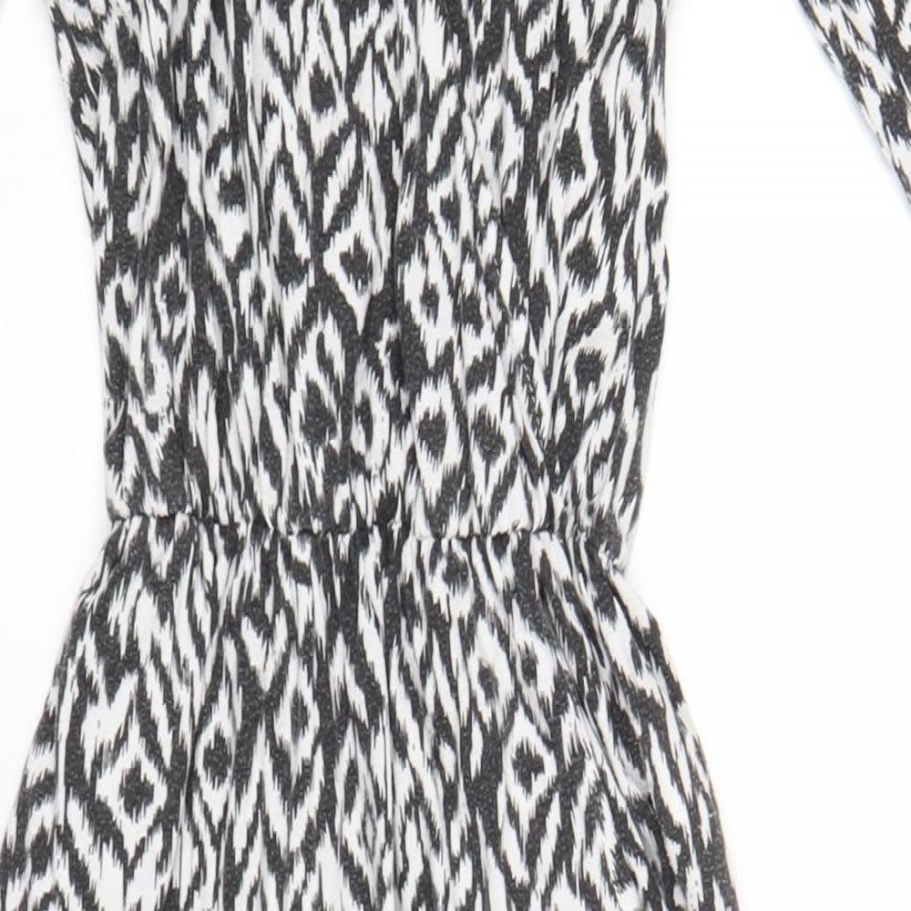 Bik Bok Womens Black Geometric Polyester Jumpsuit One-Piece Size S L30 in Pullover