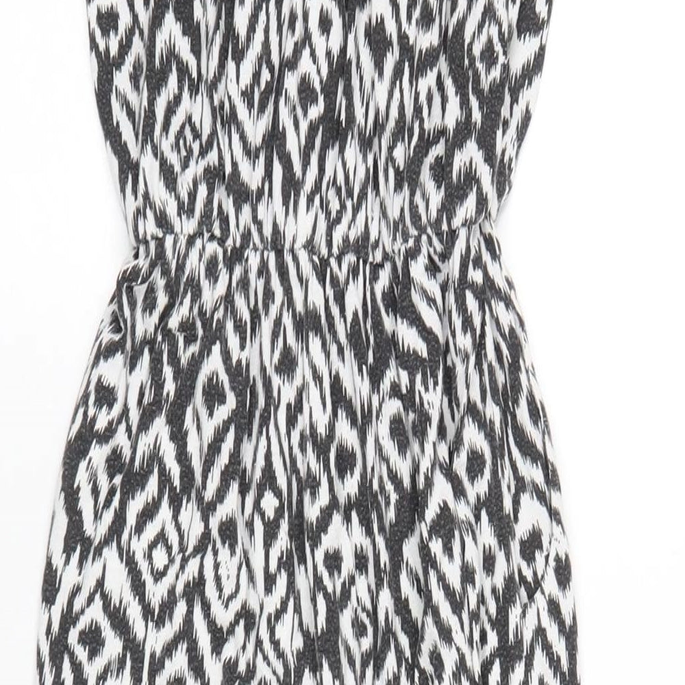 Bik Bok Womens Black Geometric Polyester Jumpsuit One-Piece Size S L30 in Pullover