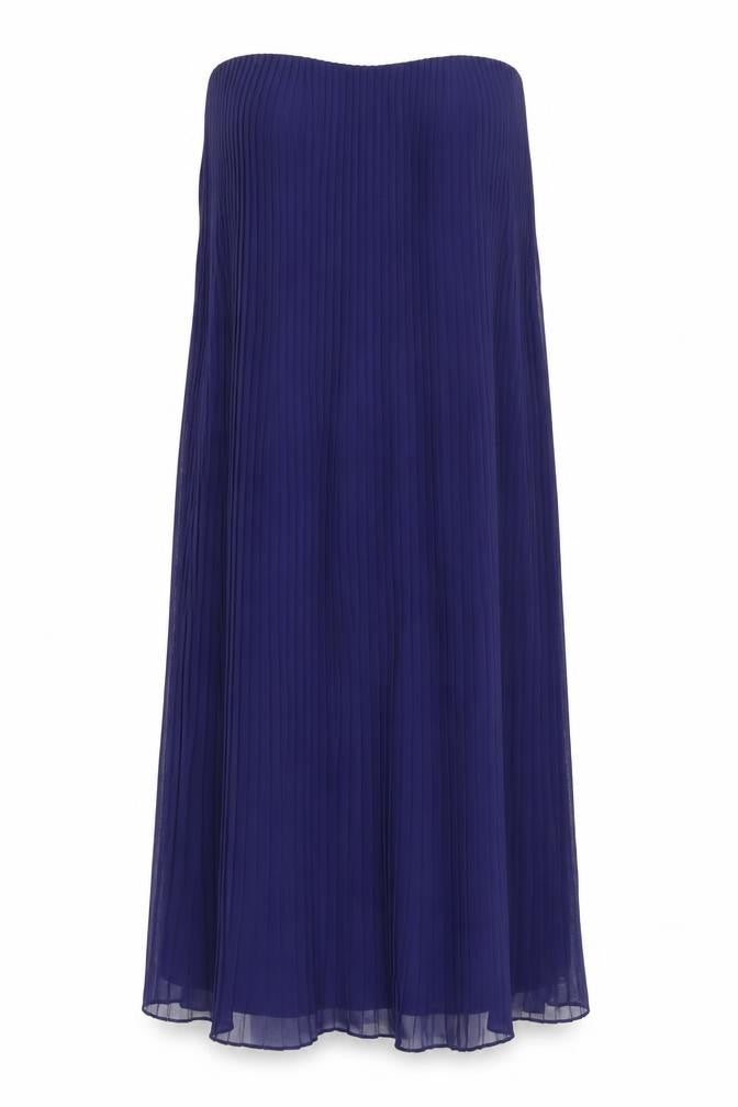 Front view of French Connection women’s blue polyester a-line, size UK 14, sweetheart zip