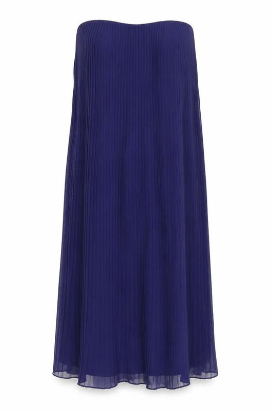 Front view of French Connection women’s blue polyester a-line, size UK 14, sweetheart zip