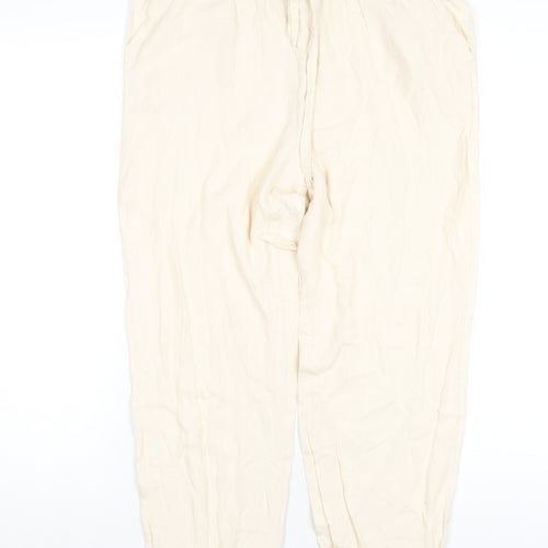 Teoh & Lea Womens Ivory Viscose Trousers Size M L25 in Regular Drawstring