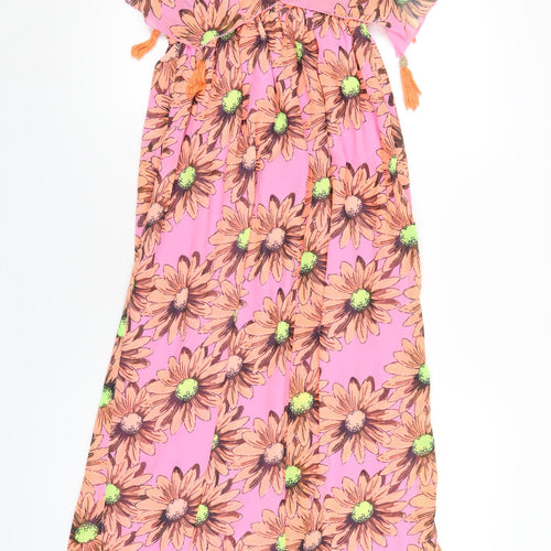 River Island Womens Pink Floral Polyester A-Line Size M Scoop Neck Pullover