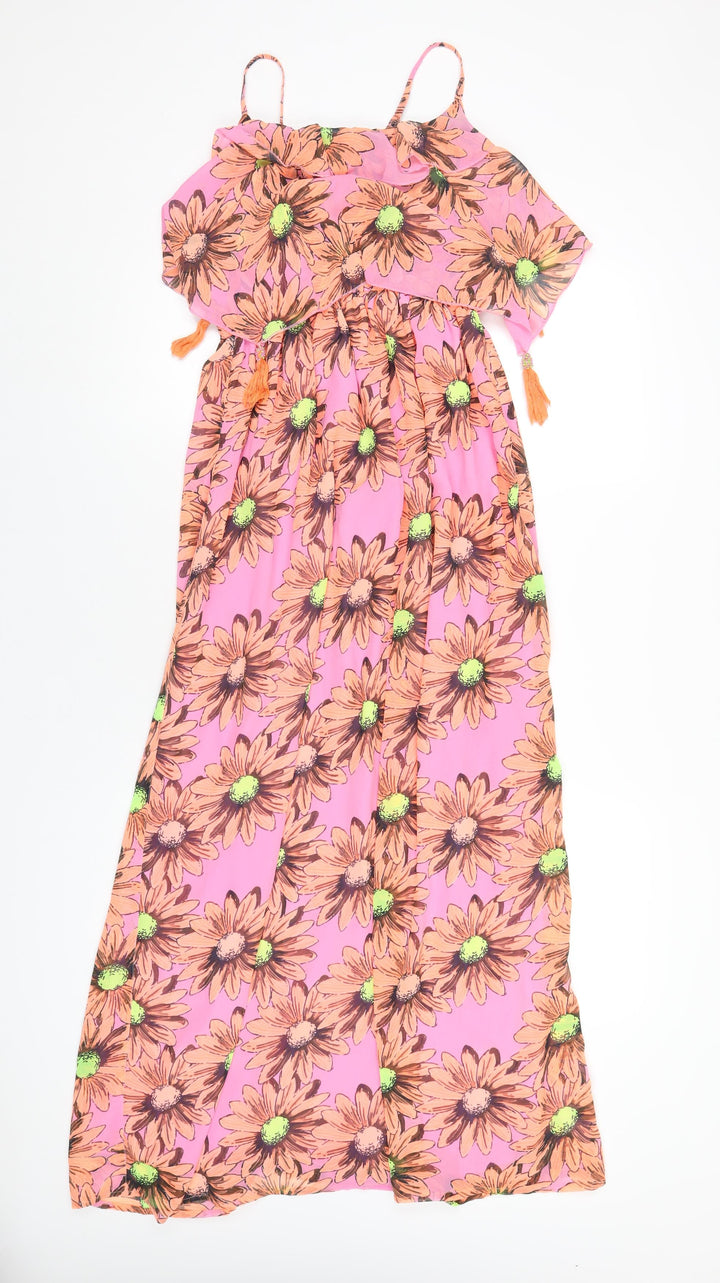 River Island Womens Pink Floral Polyester A-Line Size M Scoop Neck Pullover
