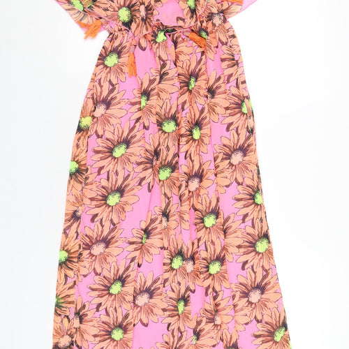 River Island Womens Pink Floral Polyester A-Line Size M Scoop Neck Pullover