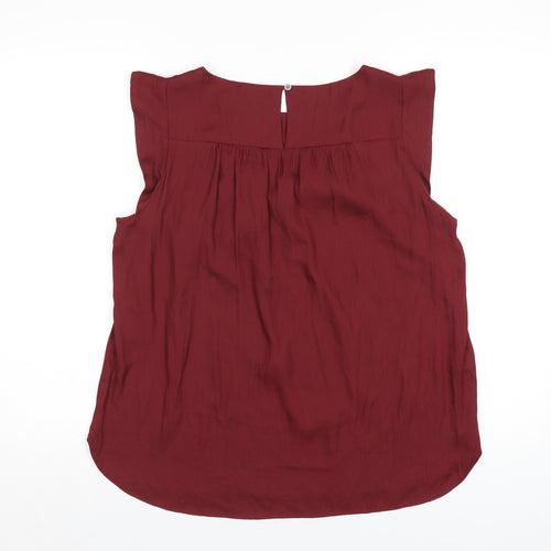 LOFT Womens Red Polyester Basic T-Shirt Size M Round Neck