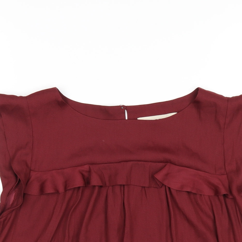 LOFT Womens Red Polyester Basic T-Shirt Size M Round Neck