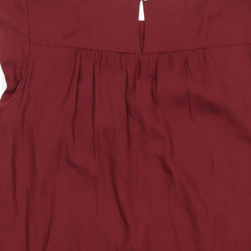 LOFT Womens Red Polyester Basic T-Shirt Size M Round Neck