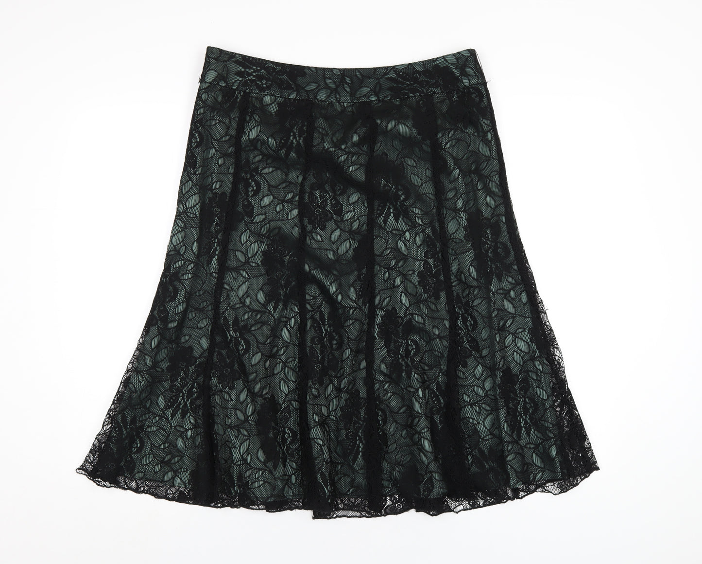 Principles Womens Green Polyester A-Line Skirt Size 14 Zip