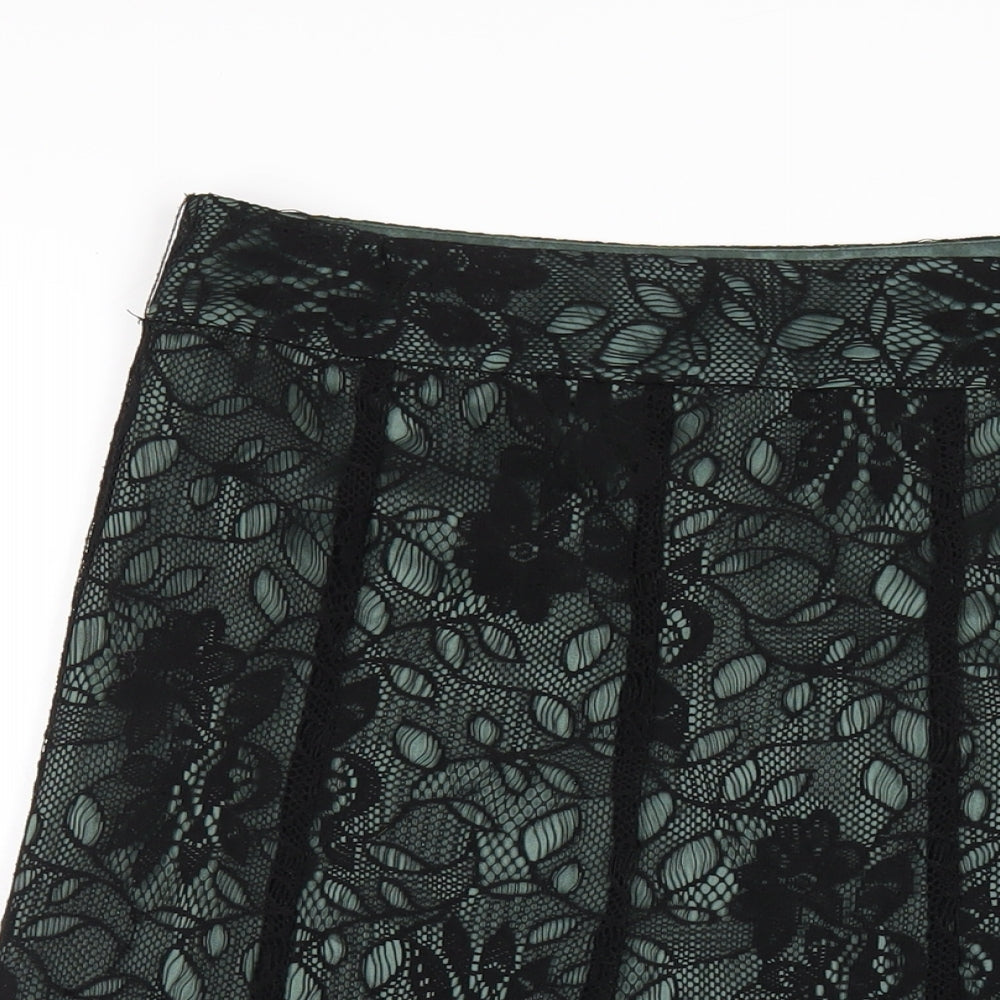 Principles Womens Green Polyester A-Line Skirt Size 14 Zip