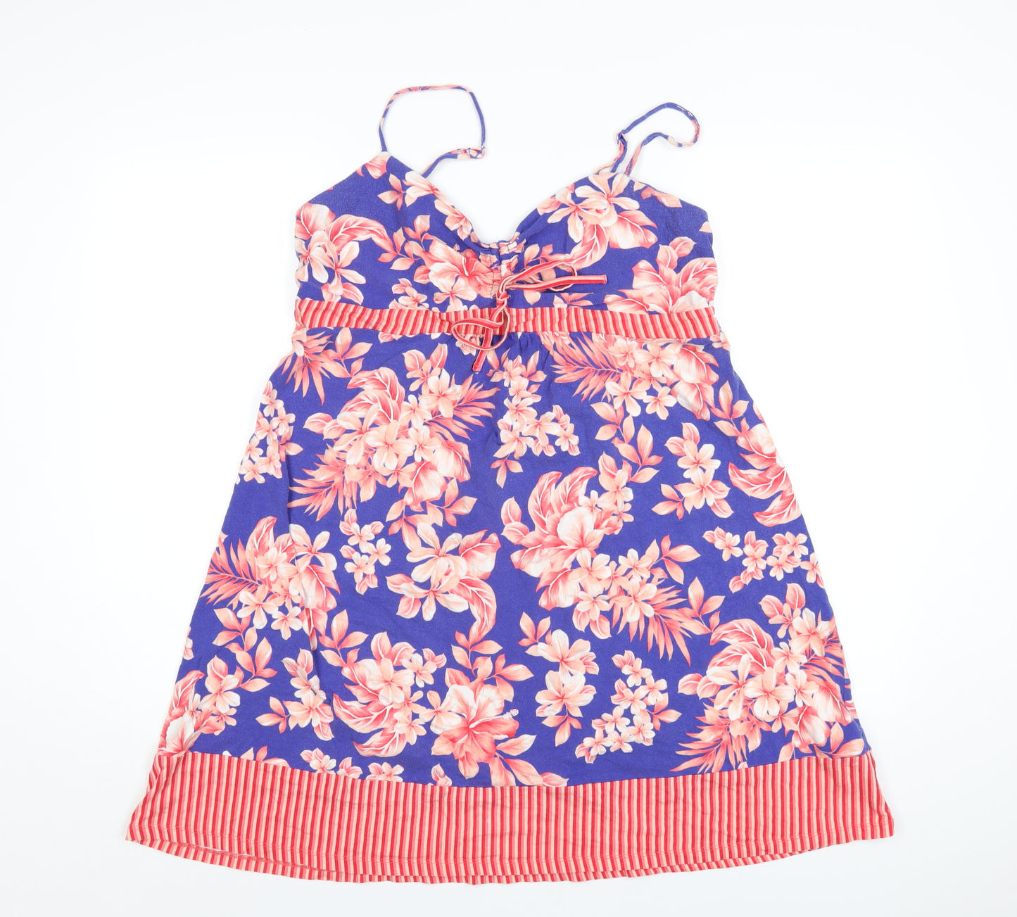 MANTARAY PRODUCTS Womens Multicoloured Floral Cotton A-Line Size 16 V-Neck Pullover