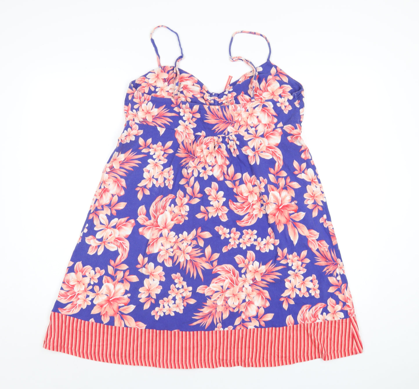 MANTARAY PRODUCTS Womens Multicoloured Floral Cotton A-Line Size 16 V-Neck Pullover