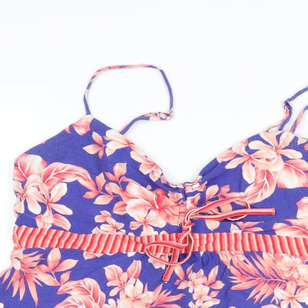 MANTARAY PRODUCTS Womens Multicoloured Floral Cotton A-Line Size 16 V-Neck Pullover