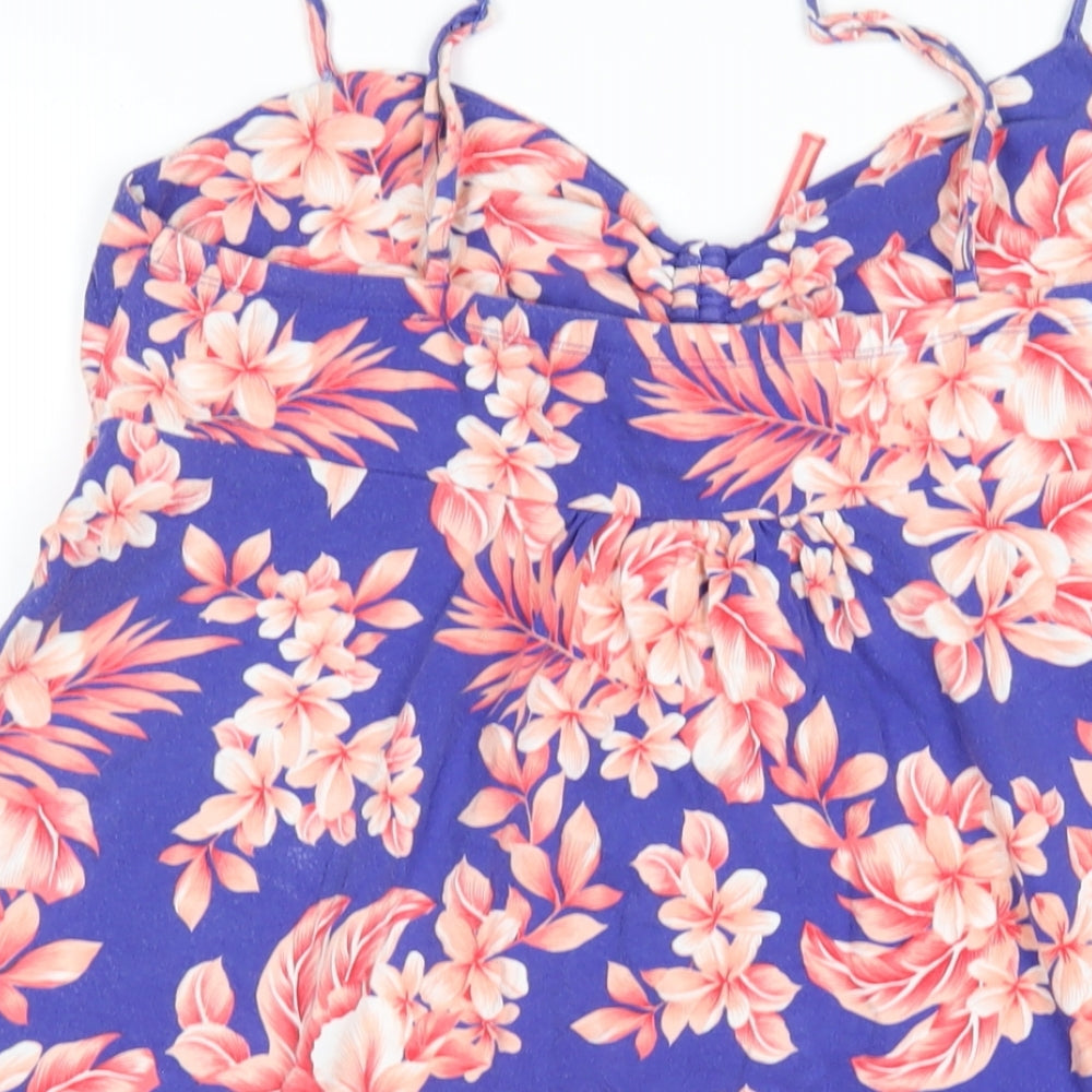 MANTARAY PRODUCTS Womens Multicoloured Floral Cotton A-Line Size 16 V-Neck Pullover