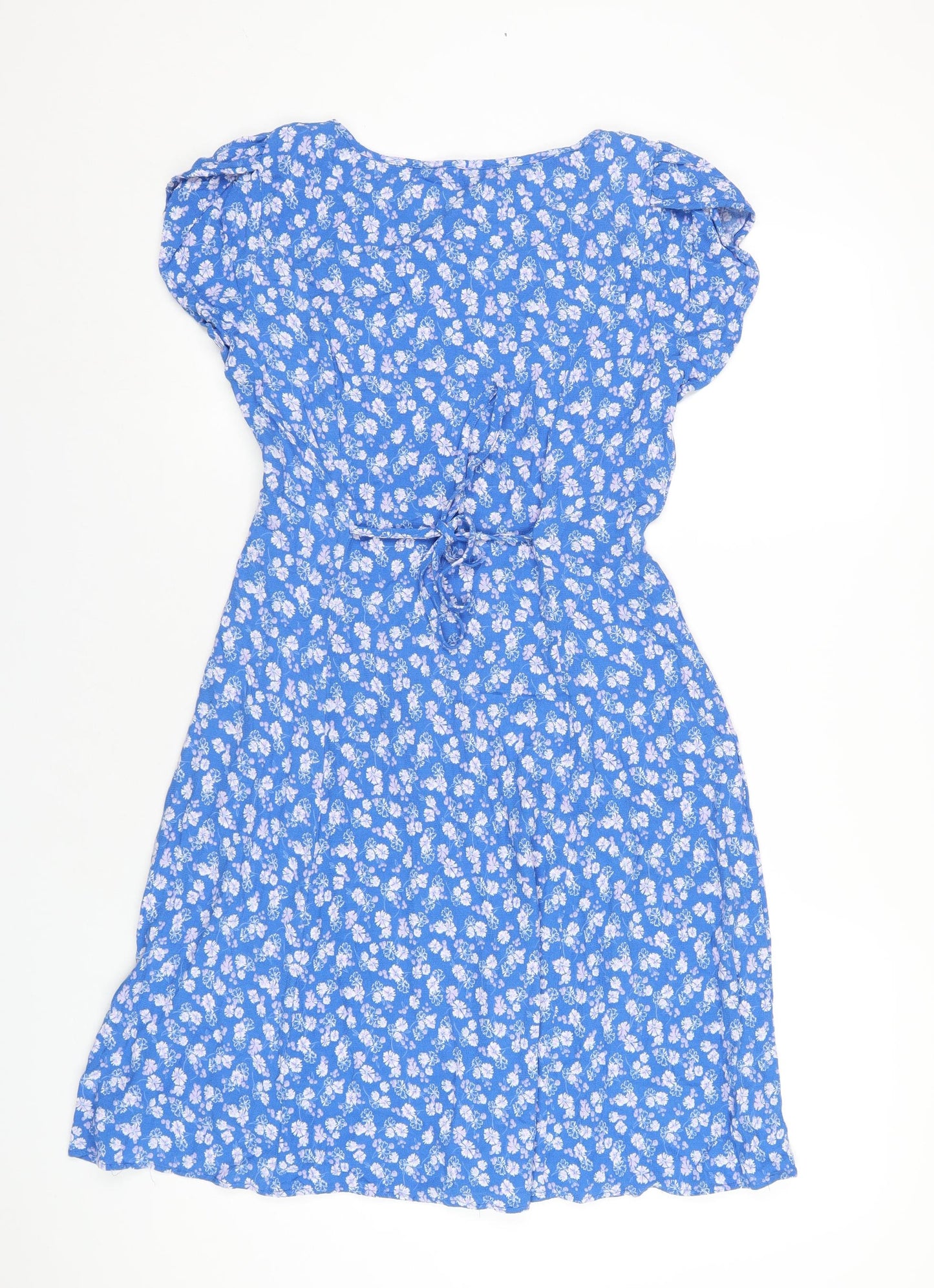 Per Una Womens Blue Viscose A-Line Size 12 Round Neck Zip