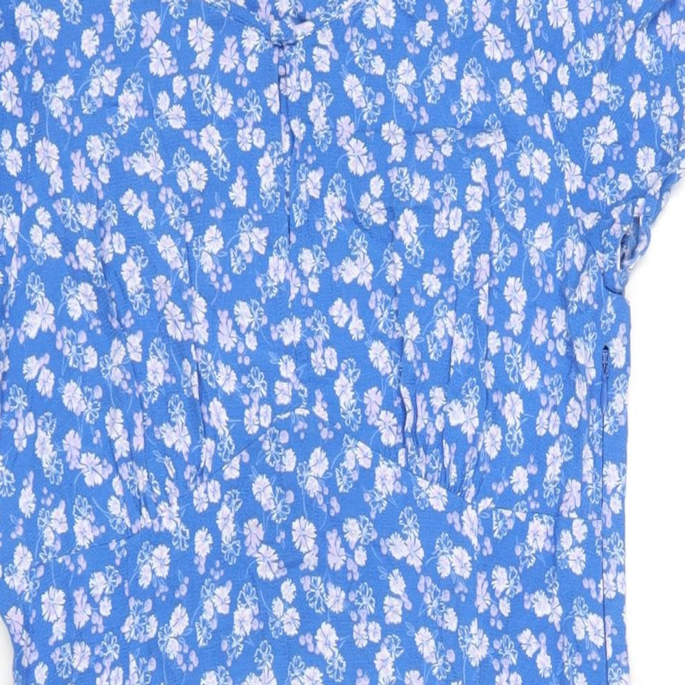 Per Una Womens Blue Viscose A-Line Size 12 Round Neck Zip