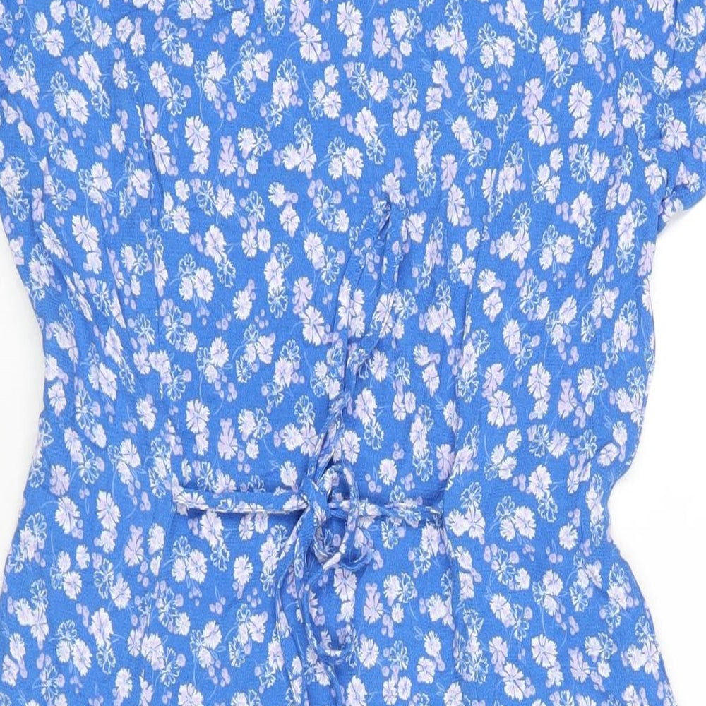 Per Una Womens Blue Viscose A-Line Size 12 Round Neck Zip