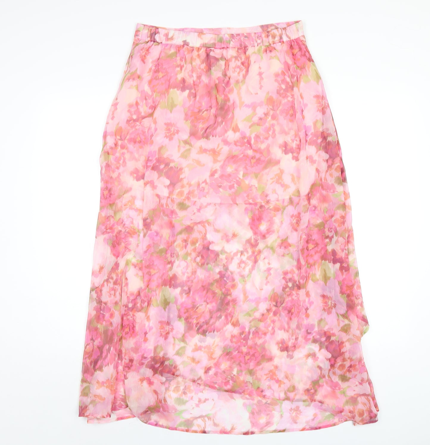 Stradivarius Womens Pink Floral Polyester A-Line Skirt Size M