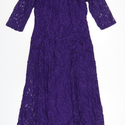 Joanna Hope Womens Purple Polyamide Maxi Size 18 Round Neck Pullover