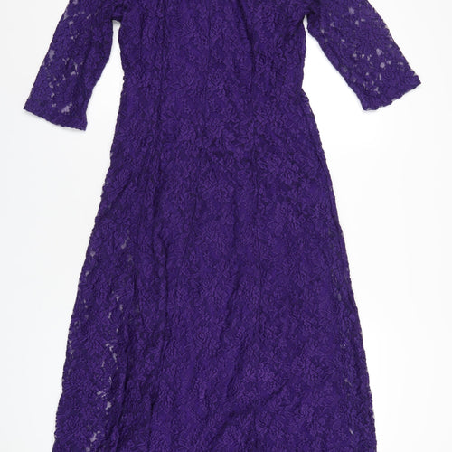 Joanna Hope Womens Purple Polyamide Maxi Size 18 Round Neck Pullover