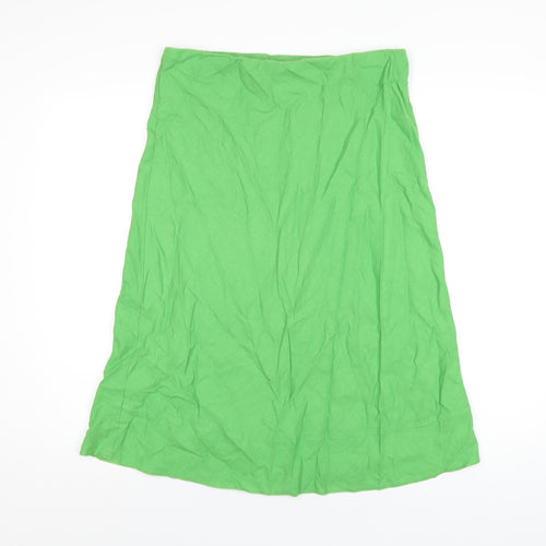 Stock Shop Womens Green Linen A-Line Skirt Size 14