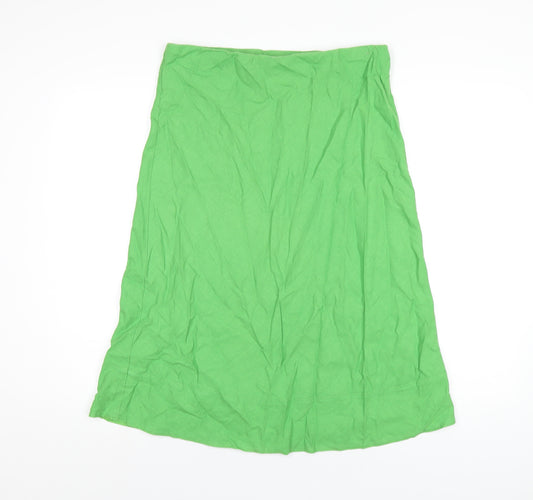 Stock Shop Womens Green Linen A-Line Skirt Size 14