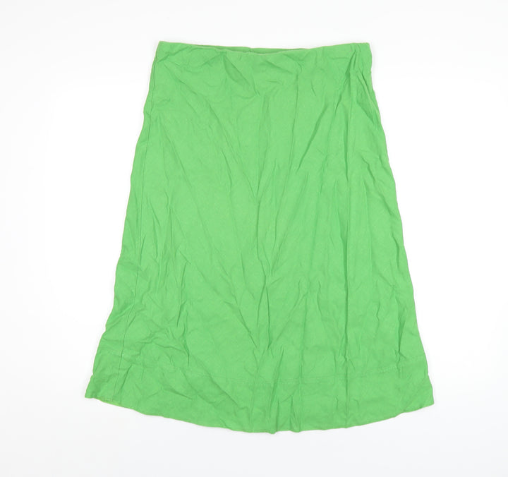 Stock Shop Womens Green Linen A-Line Skirt Size 14