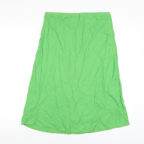 Stock Shop Womens Green Linen A-Line Skirt Size 14