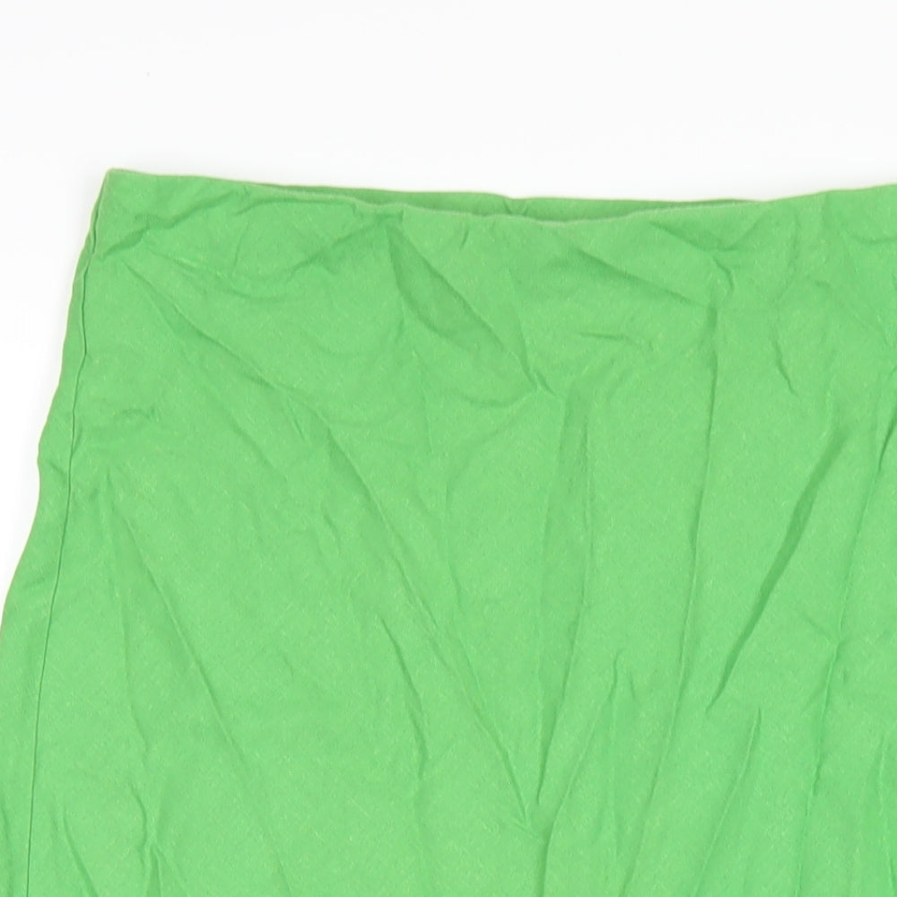 Stock Shop Womens Green Linen A-Line Skirt Size 14