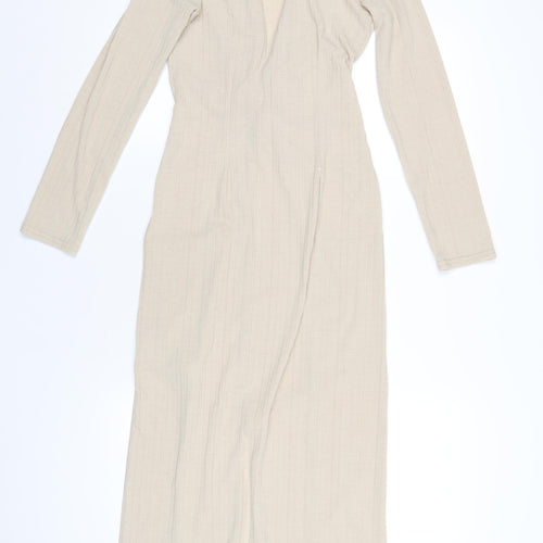 ASOS Womens Beige Polyester Maxi Size 8 Collared Pullover