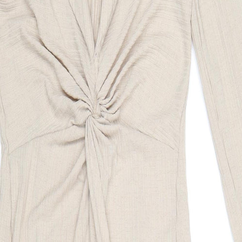 ASOS Womens Beige Polyester Maxi Size 8 Collared Pullover
