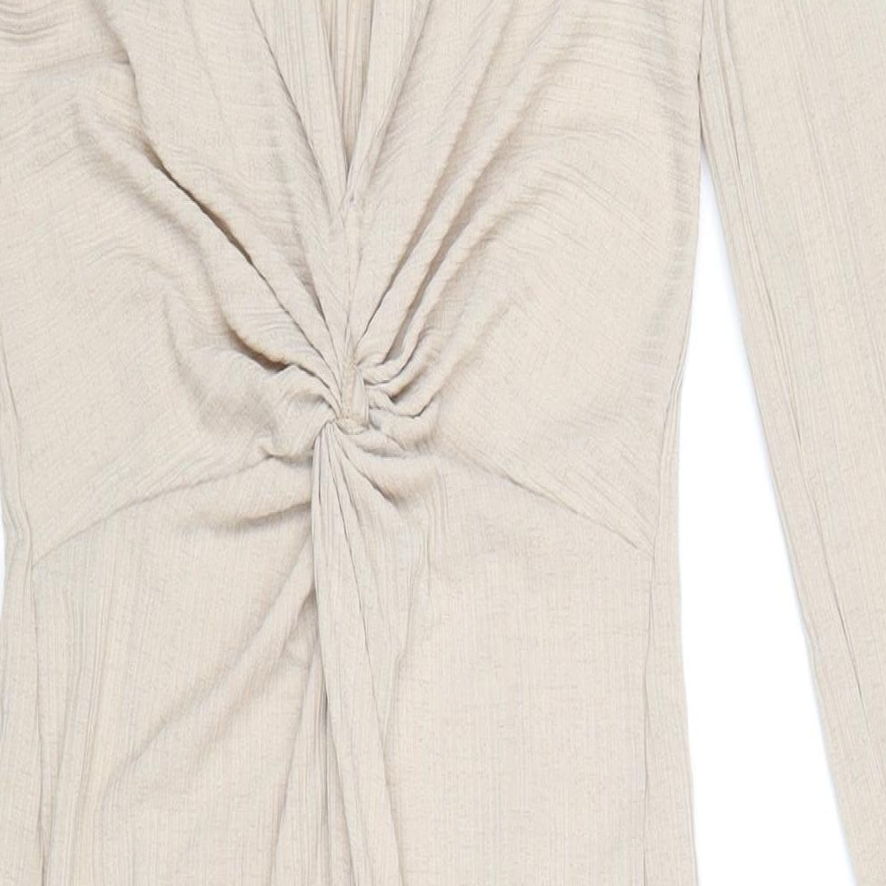 ASOS Womens Beige Polyester Maxi Size 8 Collared Pullover