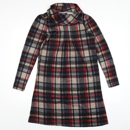 Studio Womens Multicoloured Plaid Polyester A-Line Size 8 Roll Neck Pullover