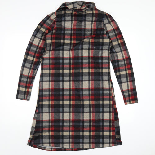 Studio Womens Multicoloured Plaid Polyester A-Line Size 8 Roll Neck Pullover