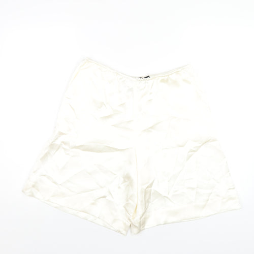 Zara Womens Ivory Polyester Basic Shorts Size M L8 in Regular Pull On