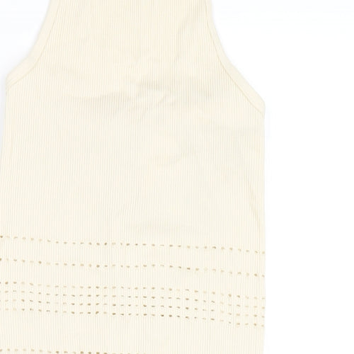 Bershka Womens Beige Polyamide Bodycon Size M Halter Pullover