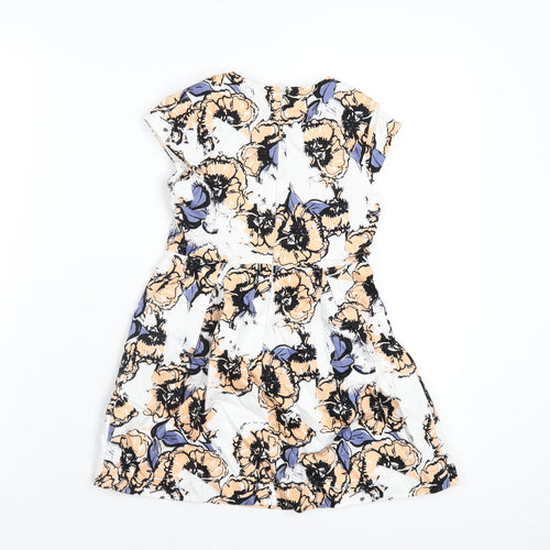 French Connection Girls Multicoloured Floral Cotton A-Line Size 6-7 Years Round Neck Zip