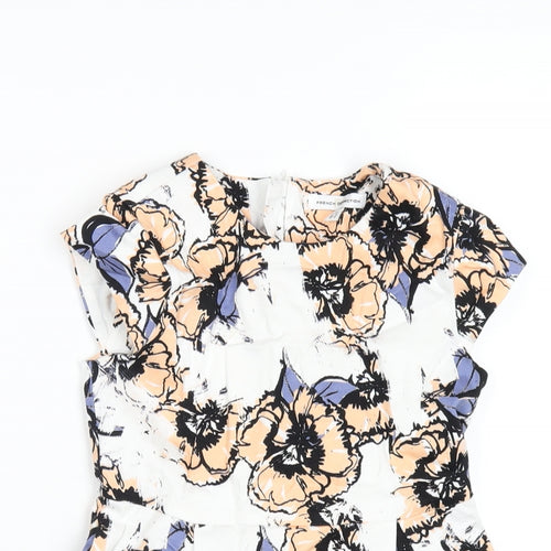 French Connection Girls Multicoloured Floral Cotton A-Line Size 6-7 Years Round Neck Zip
