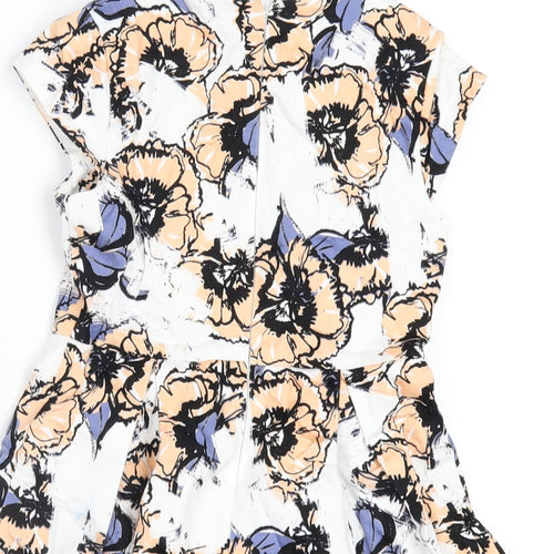French Connection Girls Multicoloured Floral Cotton A-Line Size 6-7 Years Round Neck Zip