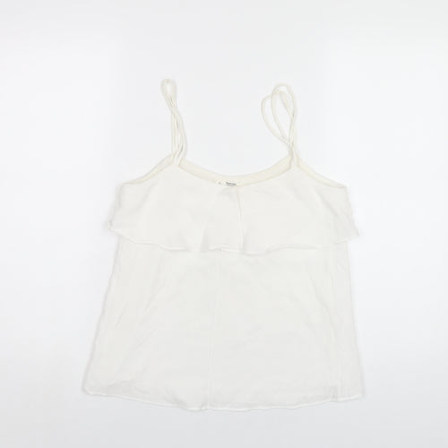 Mango Womens White Polyester Camisole T-Shirt Size XS Scoop Neck