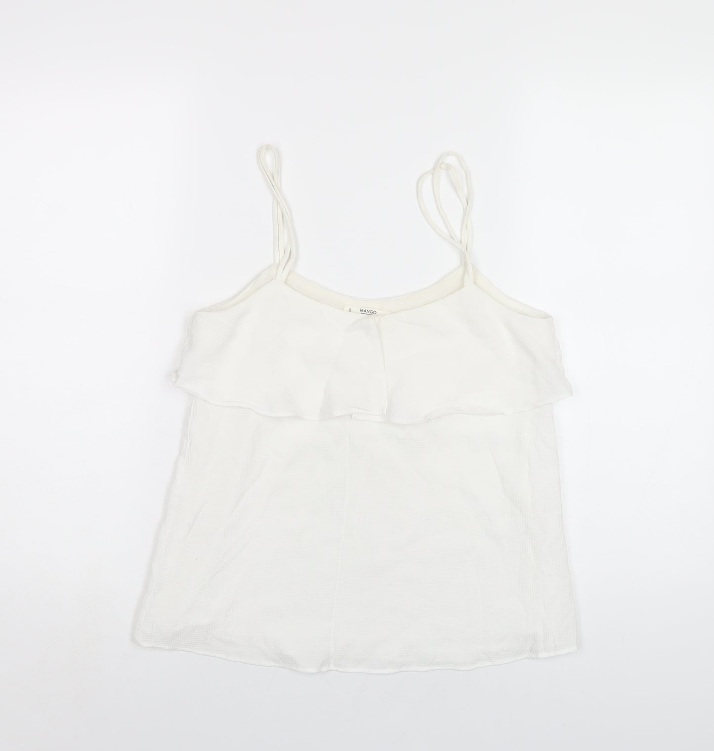 Mango Womens White Polyester Camisole T-Shirt Size XS Scoop Neck
