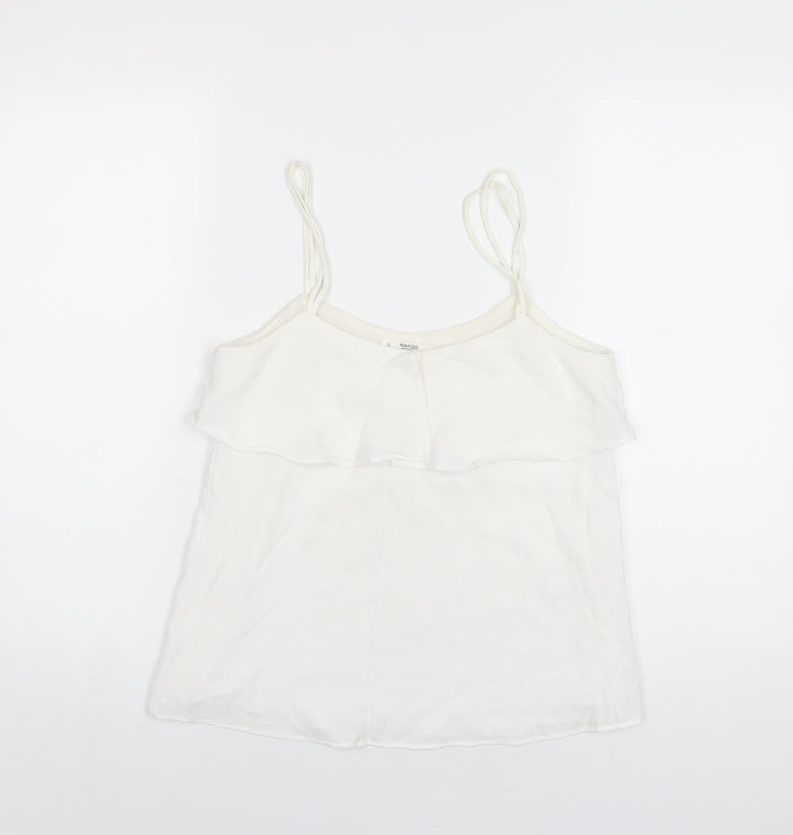 Mango Womens White Polyester Camisole T-Shirt Size XS Scoop Neck
