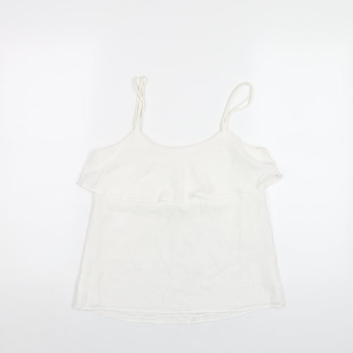 Mango Womens White Polyester Camisole T-Shirt Size XS Scoop Neck