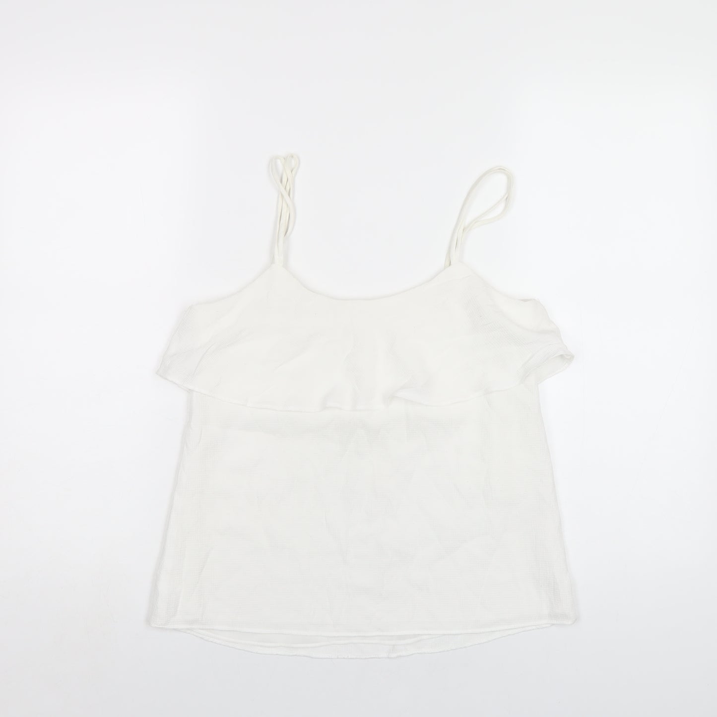 Mango Womens White Polyester Camisole T-Shirt Size XS Scoop Neck