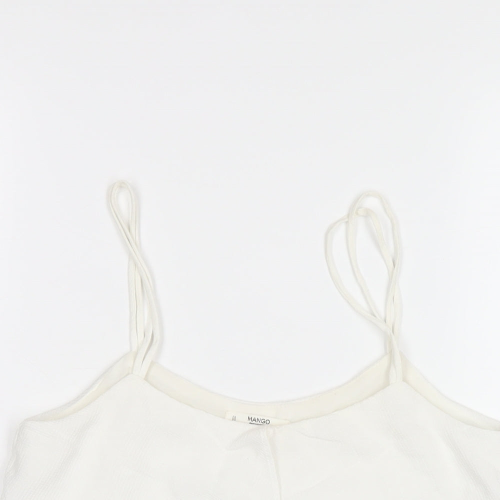 Mango Womens White Polyester Camisole T-Shirt Size XS Scoop Neck