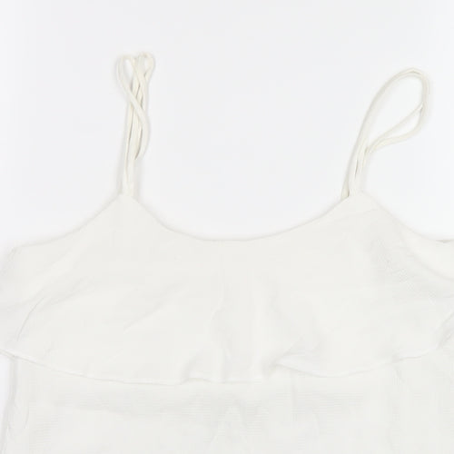 Mango Womens White Polyester Camisole T-Shirt Size XS Scoop Neck